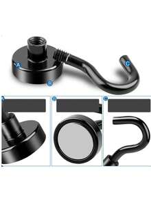 25 Lbs Strong Magnetic Hooks, Suitable For Kitchen, Home, Workplace, Office And Garage. Powerful Magnetic Kitchen Storage Hooks, Super Strong Magnetic Metal Hooks, No Drilling Required.