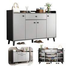 Zapatero Entrada Recibidor Mueble, 3 Niveles Zapateras Modernas,  con 1 Cajones de Gran Capacidad, Zapatera Organizador para Sala, Recibidor - Gris - Ver 1