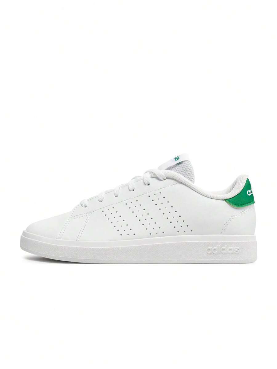 Adidas Advantage Base 2.0 女款(GS)运动鞋 透气吸汗 耐穿 日常上学 白色/绿色 ID3889 - 白色/綠色 - 查看 1