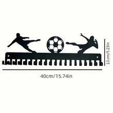 1pc Football Medal Hook Display Stand, Medal Holder, Solid Black Steel Metal, Wall-Mounted For Over 50 Medals, Easy To Install, Hook Display Stand