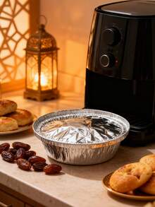 50pcs Air Fryer Paper, Tin Foil Bowls, Tin Foil Plates, Household Electric Ovens For Baking Tin Foil Bowls, Oil Paper, High-Temperature Resistant Tin Foil, Very Suitable For Use In Parties And Holidays For Seemingly Frying Things, Suitable For Kitchens, Dormitories, Outdoors, Packaging, Can Be Heated With Open Flames