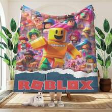 1pc Game Cartoon Print Flannel Blanket, Soft Polyester Fiber Blanket, Suitable For All Seasons, Comfortable Bed Sheets, Sofas, Camping, Travel, Office Essentials, Perfect Holiday Gifts, Couple Gifts, Multiple Sizes To Choose From, Pet Friendly Home Decoration, Party Decoration, Lightweight And Durable Design, Modern Style, Pet Owner's Choice - Multicolor - View 4