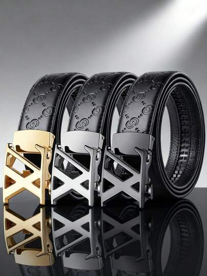 1 Piece Men's Letter Automatic Buckle Belt, Selected Men's Belt With Letter "S" Embossing For Business, Fashion And Casual Styles, 47 Inches, Jeans Belt. Suitable For Daily Outings And Party Outfits - The Best Christmas Gift For Fathers, Boyfriends Or Brothers