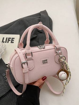 1pc (8.7in*4.7in*3.1in) Fashion Women's Handbag, Shoulder Bag, Crossbody Bag, Tote Bag, Pillow Bag, Boston Bag, Made Of Durable PU Material, Suitable For Shopping, Dating, Parties, Commuting, Adjustable Shoulder Strap, Elegant Decorative Pendant, Casual Blue Ladies Handbag