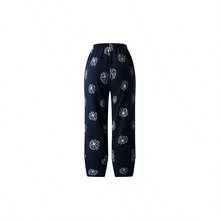 Pantalones casuales de cintura para mujer, con estampado ancho y elstico, para mujer, con cintura y cintura - Azul oscuro + G - Ver 2