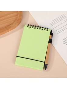 1pc Multi-Style Notebook Solid Color Flip-Top Memo Pad Mini Portable Pocket Notepad With Tear-Off Pages And Pen,Pocket Notebook, Small Notepad, Pocket Spiral Notebook, Solid-Color Upward-Flipping Notepad, Blank Inner Pages - Multicolor - View 6