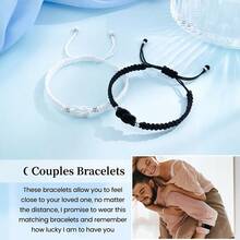 2条手工编织爱情结情侣手链，友谊手链礼物，适合送给男朋友、女朋友，周年纪念日、生日、圣诞节、父母周年纪念日、朋友、毕业典礼、万圣节等场合。 - 手鍊 - 查看 8