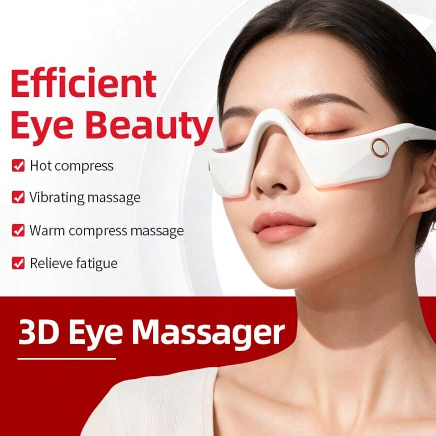 1pc 3D Smart Eye Massager, Hot & Cold Therapy, Adjustable Modes, Super Quiet Operation, USB Rechargeable, 300mAh Battery, Long Lasting, High Frequency Vibration, Relaxes Eye Muscles, Improves Blood Circulation, Relieves Eye Strain, Ideal Gift For Those Who Use Eyes Extensively - White - View 1
