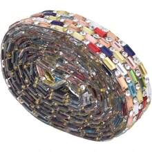 Cadena de Diamantes de Imitación Multicolor, Cinta de Cristal para Decoración de Ropa, Plancha o Pegamento (5 filas de colores (1,4 de ancho)) - 5 filas de colores (1,4 cm de ancho) - Ver 1