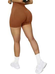 Shorts de cintura alta sin costuras para entrenamiento - 3" Marrón - Ver 11
