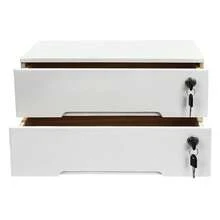WOBENFOG Wooden Desk Organizer With Drawers & Lock, Desktop Countertop Storage Cabinet Lockable Home Office Supplies File Organizing Unit Tabletop Categorized Storage (2 Drawer - Modern White) - White - View 9