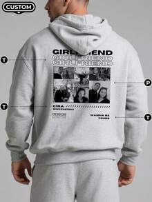 Customized Men's Hoodie, Suitable For Daily Wear And Sports, Special Arched Hollow Font, Input Text To Create Personalized Gift For Family And Friends, A Meaningful Present
