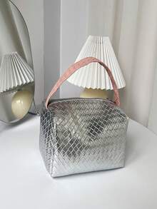 1PC,Knitted Handheld Women's Bag Makeup Bag Portable Toilet Bag Fashionable And Versatile Travel Bag - Multicolor - View 4