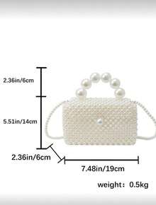 New Classic Fashion Handmade Beaded Woven Bag Elegant Handbag Exquisite Fashion Pearl Chain Shoulder Crossbody Bag Suitable For Going Out For A Date Music Festival Dinner Dance Party, Elegant Pearl Bag - 白色 - 查看 5