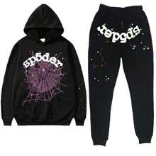 Y2K Hip-Hop Spier 55554 Letter Spider Web Star Print Couple Sweatshirt Men And Women Hoodie Sweatshirt Set - Style - View 7