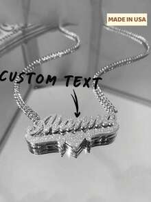 1pc Custom Double Layer Name Necklace Stainless Steel Cuban Chain Heart Name Plate Shiny Pendant 3D Name Personalized Jewelry Unisex Christmas Gift For The Family Stylish Gorgeous Holiday Gift For Him,Engraved, Stainless,Colorful,Cute,Adorable,Funny,Kawaii,Y2K,Stylish,Unisex,Casual,Custom,Personalized,Unique,Customized,Ideal Gifts For Him,Ideal Gifts For Her,Her,Boyfriend,Girlfriend,Family,Friends,School Supplies,Back To School,School Gift,For Office,For School,For Classroom,For Teacher Gifts,For University,For Colleague,For Dorm Rooms,For Teacher,For Boys And Girls,For Teenagers,Junior High School Students,Middle School Students,High School Senior High School Students,College Students,University Students,Freshman,Sophomore,Underclassmen,Delicate Romance,Silver Stylish - Multicolor - View 1