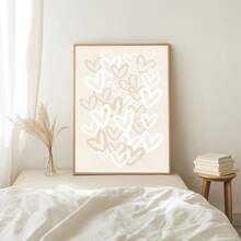 1pc, Canvas Wall Art, Framed Wall Decor, Heart Pattern, Beige College Style Wall Art, Graffiti Heart Colorful Poster, Neutral Fashion Poster, Girl's Room Decor, Printable Heart Pattern, Modern Apartment Decor, Home Decor, Valentine's Day Decor, Valentine's Day Poster, Wedding Decor, Love Poster, Couple Gift, Room Decor, Dorm Decor, Bedroom Decor, Living Room Decor, Gift, College Style Decor - Multicolor - View 5
