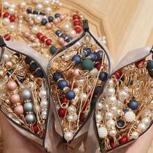 35pcs Fashionable & Elegant Faux Pearl Brooch, Sweater Shawl Clip, Dress, Pants, Belt, Button, Adjustable Buckle, Shoe Decoration Accessories - Multicolor - View 2