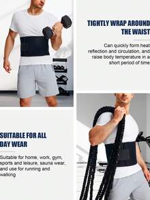 TAILONG Men Waist Trainer Trimmer Tummy Control Compression Shapewear Body Shaper Sweat Belt - 黑色 - 查看 4