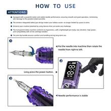 DQFART Wireless Tattoo Machine Kit, Includes 1600mAh Power Supply, LED Digital Display, Complete Tattoo Pen Set (Tattoo Needles, Tattoo Ink, Tattoo Practice Skin, Tattoo Transfer Gel) And Various Tattoo Accessories - Multicolor - View 3