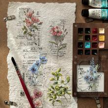 10pcs/Pack Floral Theme Botanical Flower Branch Leaves Scenery Collage Transparent Stickers, Vintage English Phrase Notes, Scrapbooking Supplies, Waterproof Stickers For Planner DIY, Stationery Scrapbook Supplies - Multicolor - View 3