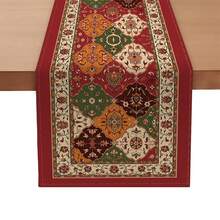 MEMNUN 1/3/5/7pcs Bohemian Paisley Floral Geometric Kilim Moroccan Print Tablerunner Set, 100% Polyester Linen-Like Tablecloth, Red Kilim Home Art Decor Tablerunner, Suitable For Kitchen, Dining Table, Home Party Decoration, Gift - Multicolor - View 3