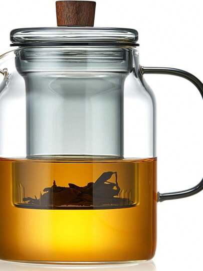 Teapot Removable Infuser, 27 Oz/800ml Glass Pot Small Borosilicate Steeper Kettle With Loose Leaf Tea Strainer For Flower Blooming Tea, ClearTea Maker Pitcher