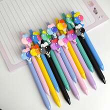 1/5pcs Valentine's Day Series Hot Air Balloon Retractable Ballpoint Pen, Push-Button Neutral Pen, Creative Writing Stationery, Valentine's Day Themed Pen, Cartoon Neutral Pen With Soft Grip, 0.5mm Black Ink Pen, Kawaii Office & School Supplies, Writing Essential, Fun Writing Tool, Cute Design, Durable Plastic, Comfortable Grip, Girl Gift, Student, Valentine's Day Gift, Various Holiday Gifts, Back To School Essential (Random Style)