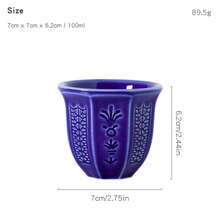 1/6 Stücke blaue geprägte Blumen Tasse - Texturiertes Blumenmuster Keramikbecher für Kaffee, Tee, Latte & tägliche heiße Getränke, Espressotasse für Ramadan Iftar, Eid Geschenke & Küchendekoration