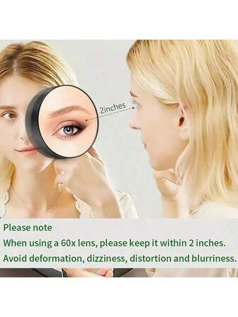 1pc Magnifying Makeup Mirror With Suction Cup Base - Palm-Sized, High-Definition Non-Distorted View, For Precise Application And Grooming, Ideal For Shaving, Blackhead Removal, Mirror, Suitable For Bathroom, Travel, Office, Magnifying Makeup Mirror, Skincare Tool, Modern Aesthetics, Durable Plastic