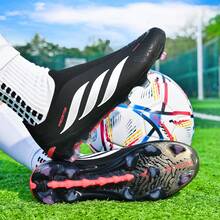 1 Đôi giày đá bóng WEJIESS liền mạch mới cho nam/nữ, giày tập chống trượt AG đinh dài, giày đá bóng ngoài trời, giày thể thao bóng đá chuyên nghiệp, giày đá bóng cổ cao đinh ngắn - màu đen - Xem 5