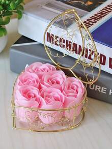 1个心形玫瑰蝴蝶结透明礼盒，花盒，情人节礼物，花卉包装盒，心形礼盒，带盖花盒，丝带和透明盒，适用于父亲节、母亲节、圣诞节、情人节、生日、情侣等。 - 彩色 - 查看 3