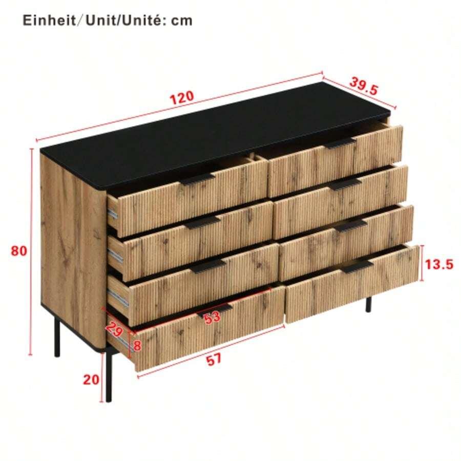 Moderne Sideboards,Schränke,Lagerschränke,Kommode,Geeignet Für Wohnzimmer/Esszimmer/Eingang,120 X 39.5 X 80cm (B/H/T) - Camel - View 1