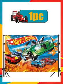 Hot Wheels Wheel Racing Car Backdrop, Party Decoration, Banner, Photography Backdrop, Suitable For Outdoor Dining Party, Birthday Party, Valentine's Day, Ramadan, New Year And Birthday Party Decorations - Multicolor - View 13