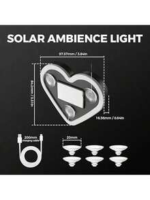 Car Triangle Window Solar Heart Light, LED Ambient Heart Lights For Car With 5 Lighting Modes, Solar Powered Waterproof Heart Shaped Mood Light, For Valentine's Day Christmas Decor (2PCS)Valentine's Day Gift - 粉色 - 查看 5