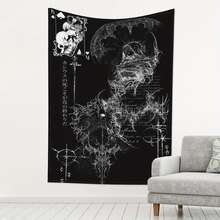 Dark Intricate Gothic Art With Skulls And Text Printed Tapestry, Suitable For Living Room, Bedroom, Office, Vertical Wall Decoration, No Electricity, Home Decor Wall Rug/Room Decoration/Party Decoration Wall Hanging, Perfect Gift For Friends - 黑色 - 查看 1