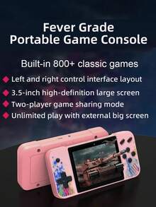 1pc Handheld Game Console Including 800 Games Large Screen Retro Nostalgic Old-Fashioned Game Consoles Support To TV Russian Classic Block Machine 8090s Memories Mini Micro Game Console Support 2 Players Battle With HD 3.5-Inch Screen Birthday Gift - Blue - View 4