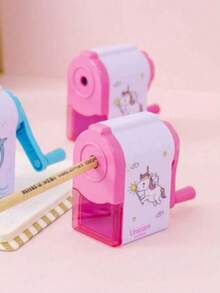 1pc Unicorn Design Pencil Sharpener, Cartoon Plastic Manual Pencil Sharpener For School, Back To School Essential, School, Office Supplies, Stationery, Student And Workplace Necessity