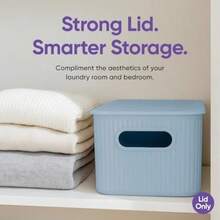 Superio Tapa para contenedor de almacenamiento, plástico duradero, cestas para almacenamiento y organización en el hogar, cocina, armario, oficina, tocador, tienda de ropa, juguetes, cosméticos, artículos de papelería (5 litros, azul)(default) - Multicolor - Ver 3