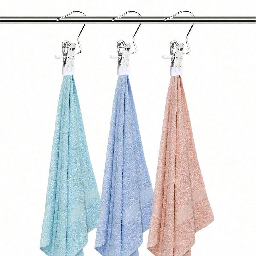 5 Piece Simple Stainless Steel Hook Clip, Multi-Functional Single Hook Clip, Suitable For Pants, Skirts, Dry Windproof Hook Clip, Home Space Saving Organizer, Suitable For Bedroom, Wardrobe, Wardrobe, Home, Dormitory Home Bathroom Decor Bathroom Organizer Back To School - White - View 1