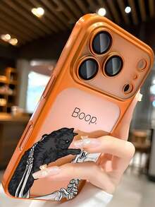 Y2K Gothic Skeleton & Black Cat Print PC Phone Case For IPhone 12 13 14 15 16 17 - Cool  Shockproof Cover For Teens Girls Boys Daily Party Use - 橘色 - 查看 5