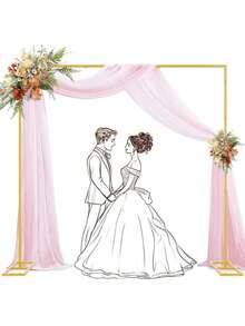 Ataucjin 8.2FT Wedding Arch Backdrop Stand,Square Backdrop Adjustable Stand Metal Rectangular Arch Frame Balloon Arch Rack For Wedding Birthday Party Baby Shower Bridal Shower Photography Decoration - Gold - View 5