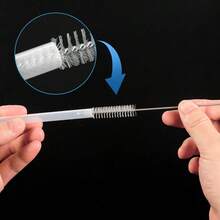 Juego de popotes, incluye 6 popotes de repuesto y 1 cepillo para polvo de limpieza, pajitas de repuesto reutilizables de 8.4 pulgadas de longitud para botella - Transparente - Ver 7