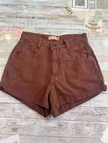 Women's Mom Jeans Shorts, High Waist, Comfortable, Premium Quality, Stylish, Casual - com cinto Marrom - 查看 1