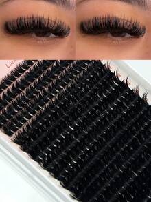 100D Faux Mink Eyelashes Cluster Lashes 0.07mm D Curling 10-16mm Mix Natural Eyelashes Extension 3D Russian Strip Volume Individual Eyelash Cluster Makeup Tools(60D 80D Lash Individual Cluster) - Black - View 1