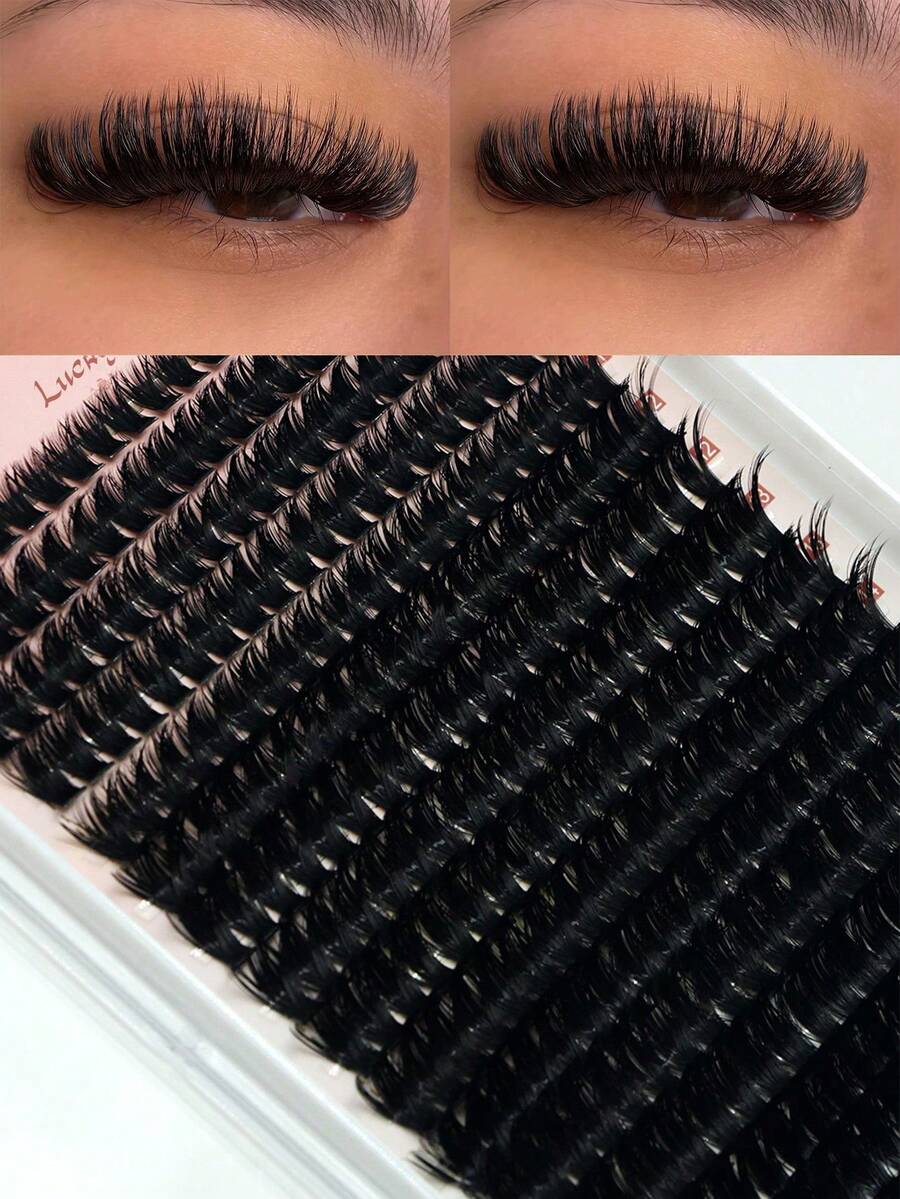 100D Faux Mink Eyelashes Cluster Lashes 0.07mm D Curling 10-16mm Mix Natural Eyelashes Extension 3D Russian Strip Volume Individual Eyelash Cluster Makeup Tools(60D 80D Lash Individual Cluster) - Black - View 1