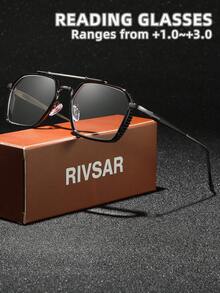 Rivsar Unisex Reading Glasses, New Polygon Double-Bridge Metal Rim Bifocal Glasses, High-Definition Eye Protection, Long-Term Wear Without Dizziness, Reading/Sewing/Business/Office/Elegant/Daily Wear Prescription Glasses For Men & Women, Lightweight Spring-Hinged Frame, Suitable For Sports Anti-Slip, Computer Comfortable Reading, Anti-Eye Fatigue Reading Glasses, Convenient Carry Design Fits All Face Shapes, Luxury Brand Designer Glasses, Holiday Gifts, Gifts For Parents, Halloween, Valentine's Day, Christmas, Glasses, Women's Reading Glasses - Transparent - View 17