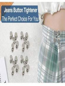 这款多功能配件套装包含牛仔裤腰部延长器、可重复使用的无缝牛仔裤扣、可调节扣组、无缝金属腰带夹、女士裤子快拆设计，适合日常穿着和特殊场合，尤其适合不太紧身的裤子，也适合臀部较大的女性，男女通用。套装还包含用于宽松裤子的多功能银灰色纽扣。