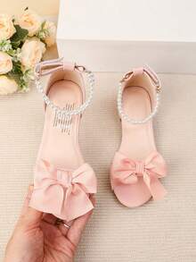 1 par de sandalias de tacón alto con decoración de lazo para chicas de talla grande, cómodas para uso diario y al aire libre, adecuadas para actuaciones de baile, bodas, fiestas, zapatos de princesa - Rosa - Ver 9