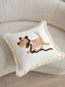 1个波西米亚风格3D刺绣狗狗抽象装饰抱枕，适用于客厅、卧室、派对等各种环境 - 彩色 - 查看 8